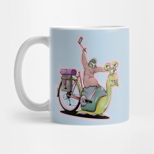 Sloth bicycle touring pickpacking Mug